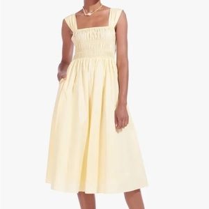 Staud Ida Dress XL in Ginger Yellow Smocked Sun Dress